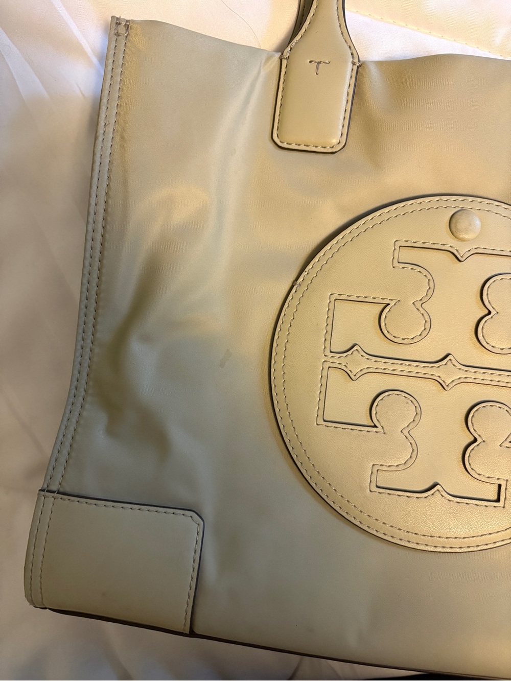 Tory Burch Light Olive Leather Logo Tote - Picture 2 of 5